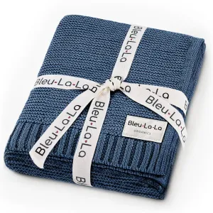 Heritage Knit Organic Cotton Receiving Swaddle Blanket for Boys - 100% Organic Soft Luxury Cotton Warm Cuddle Swaddling Crib Blanket for Newborns Infants Toddler (0-2Yrs - Denim Blue)