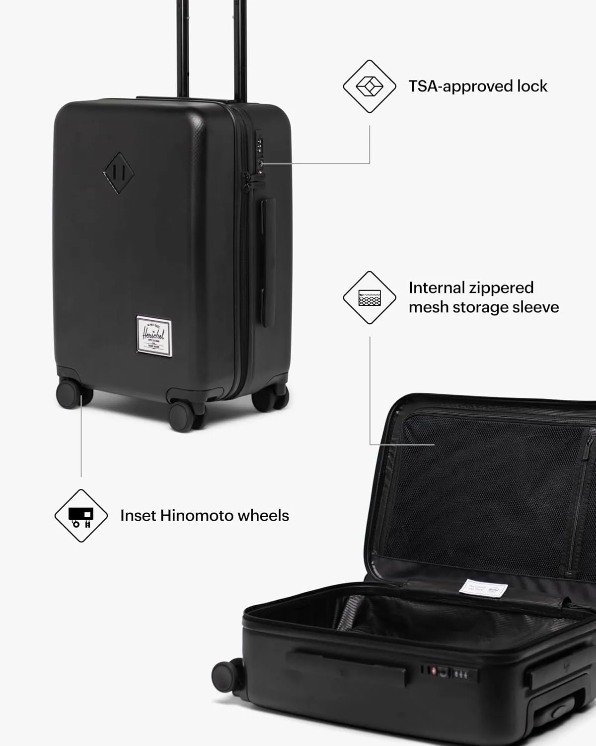 Herschel Supply Co. Heritage Hardshell Luggage, Moonbeam, Carry-On 21-Inch