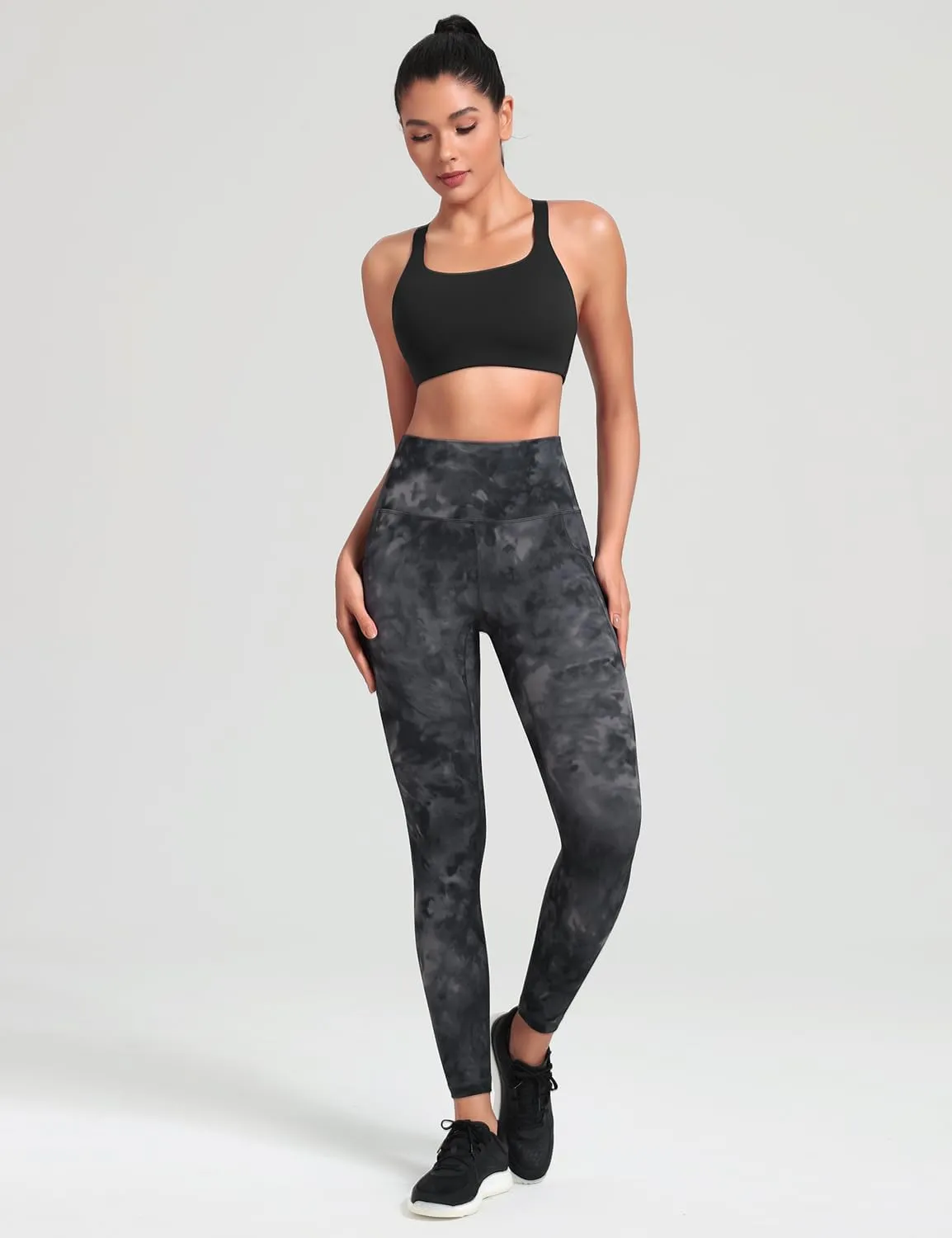 HeyNuts Workout Pro/Yoga Pro 7/8 Leggings with Side Pockets for Women, High Waisted Tummy Control Compression Pants 25''