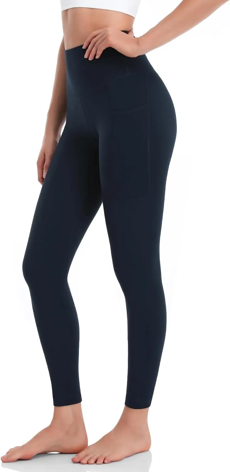 HeyNuts Workout Pro/Yoga Pro 7/8 Leggings with Side Pockets for Women, High Waisted Tummy Control Compression Pants 25''