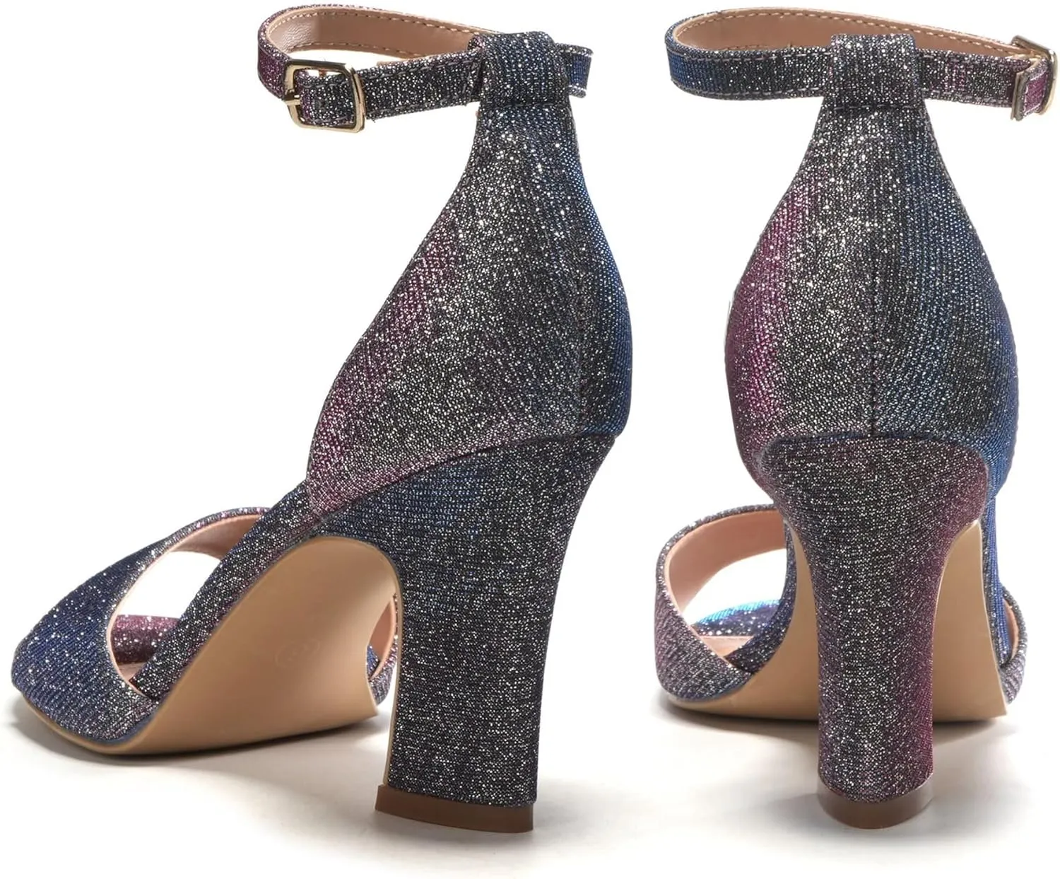 HHTCAL Block Chunky Heels for Women Peep Open Toe Ankle Strap Strappy Heeled Sandals 3 inch Party Dress Wedding Shoes Bride Bridesmaid