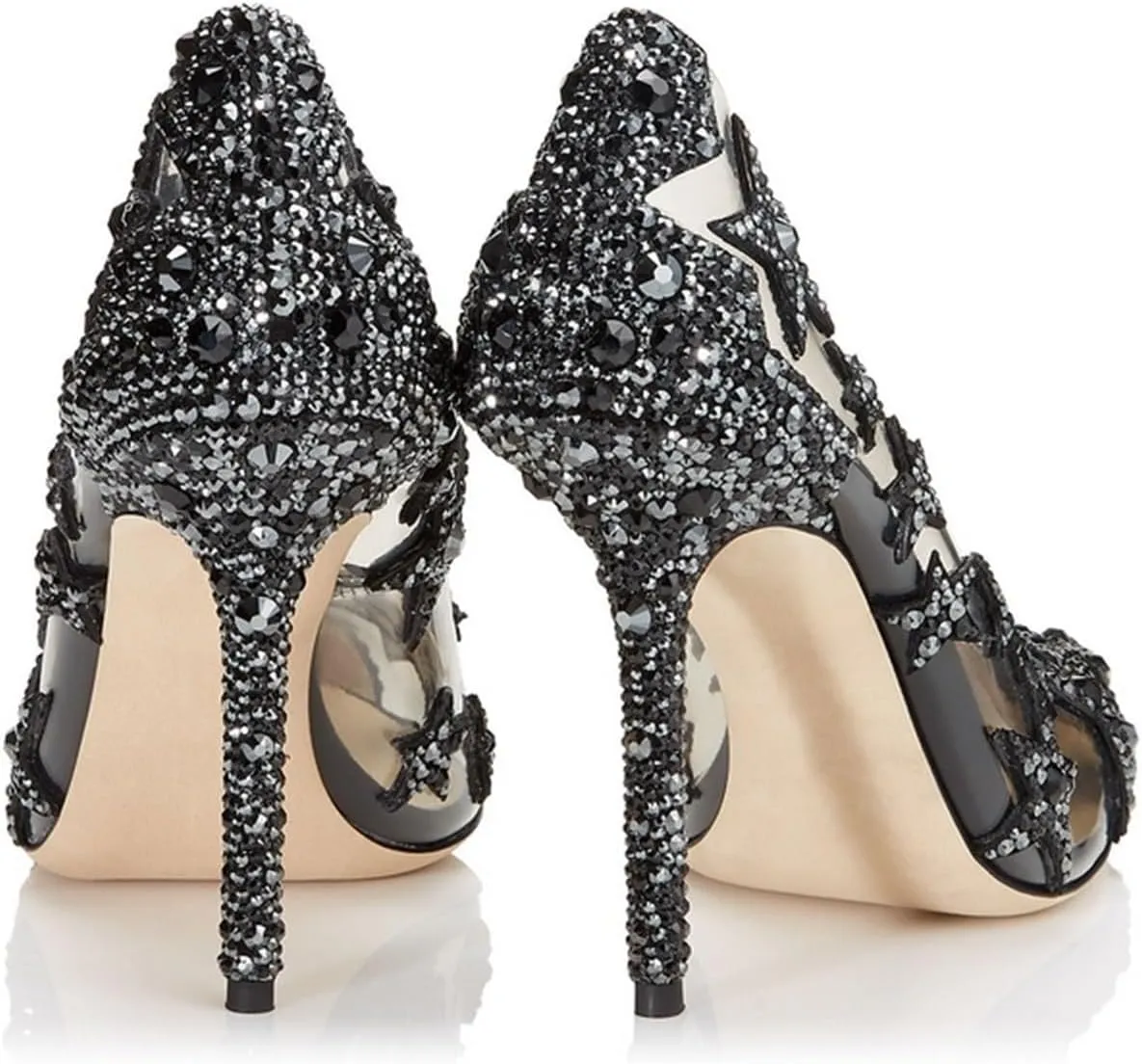 High Heels Luxury Crystal High Heels for Women Pointed Toe Wedding Shoes Elegant Splice Design