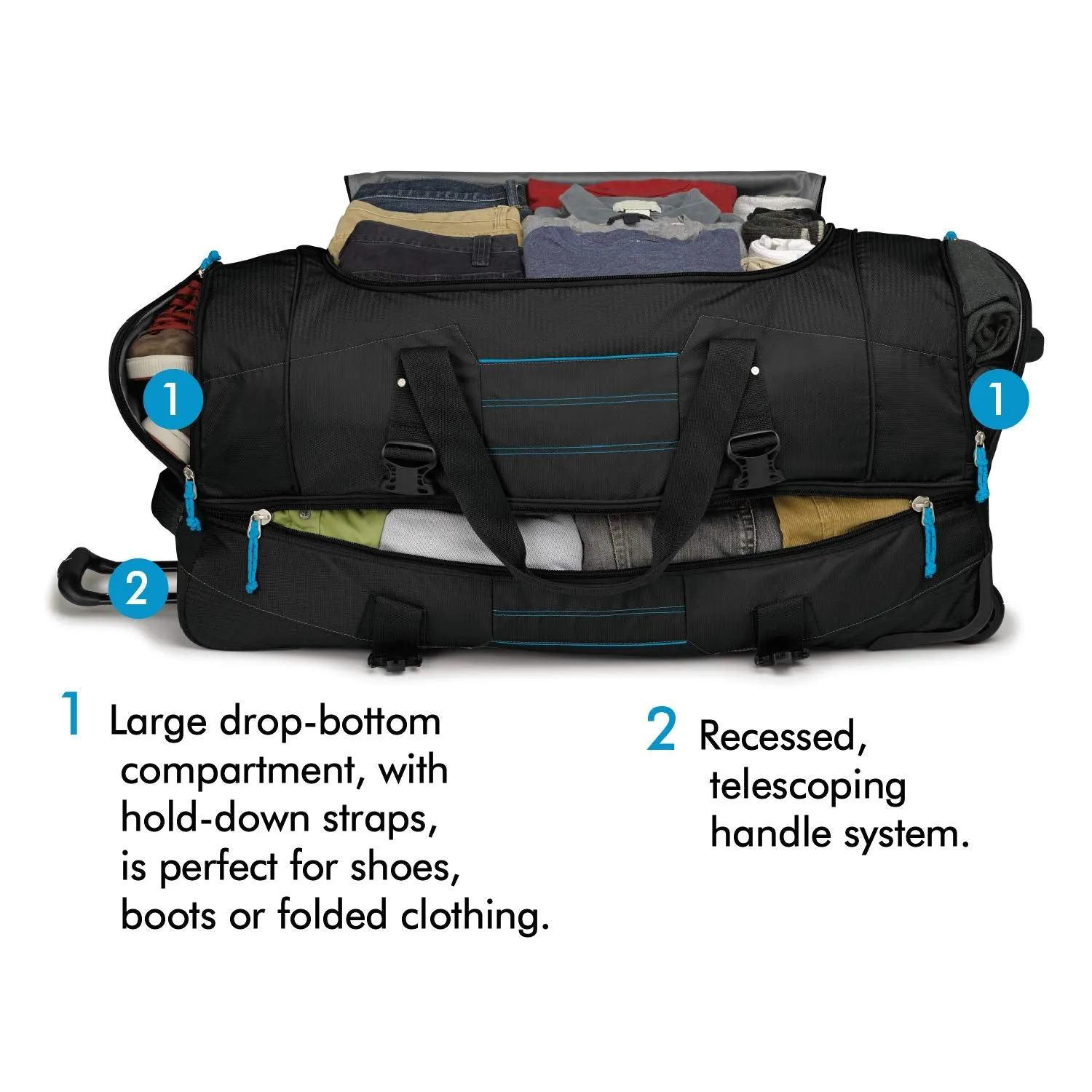 High Sierra Ultimate Access 2.0 Drop Bottom 30" 2-Wheel Wheeled Duffel Bags