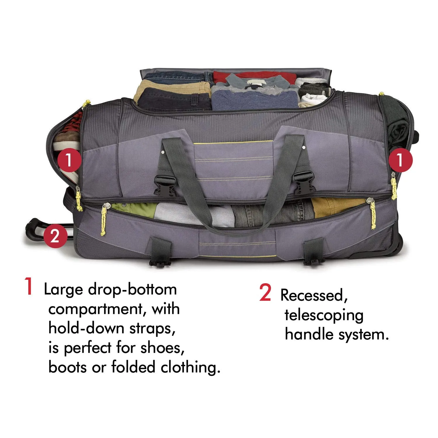 High Sierra Ultimate Access 2.0 Drop Bottom 30" 2-Wheel Wheeled Duffel Bags
