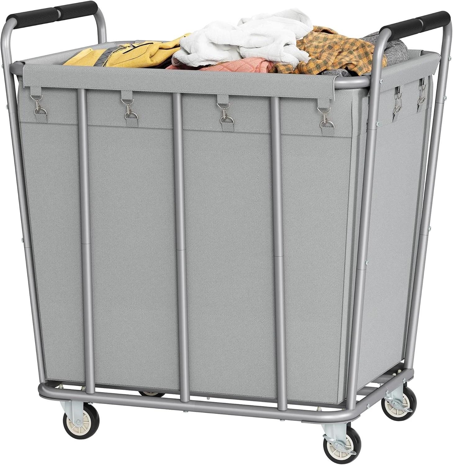Hoctieon Large Laundry Cart with Wheels, 400L Heavy Duty Laundry Basket Organizer, Rolling Hamper Sorter for Clothes Storage, Industrial Dirty Clothes Hamper for Home & Hotel, Gray