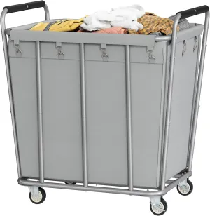 Hoctieon Large Laundry Cart with Wheels, 400L Heavy Duty Laundry Basket Organizer, Rolling Hamper Sorter for Clothes Storage, Industrial Dirty Clothes Hamper for Home & Hotel, Gray