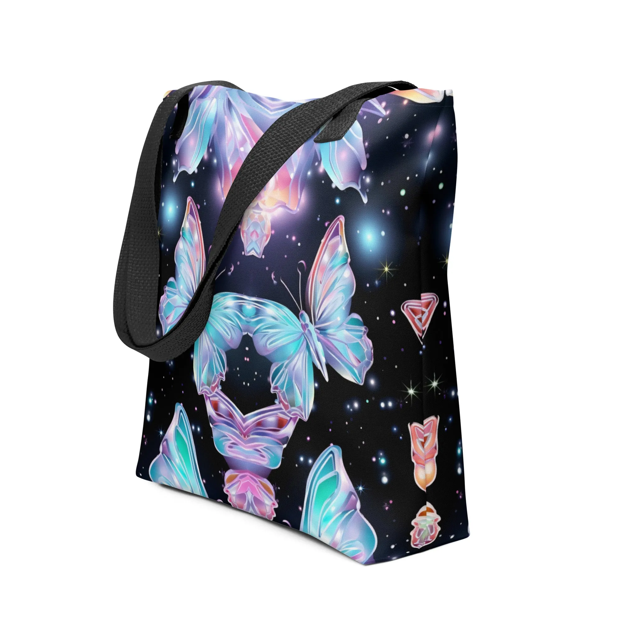 Holographic Geometric Butterfly Tote Bag All Over Print Tote Bag