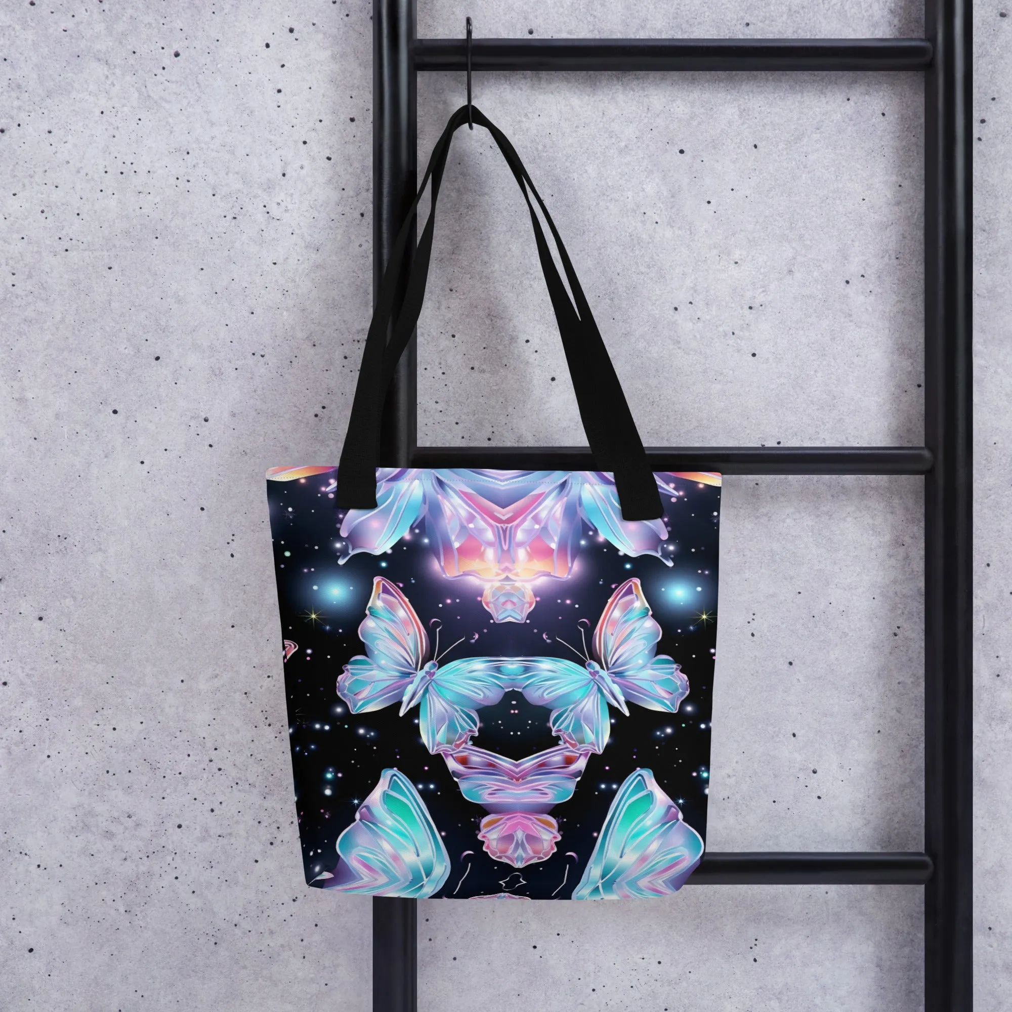 Holographic Geometric Butterfly Tote Bag All Over Print Tote Bag