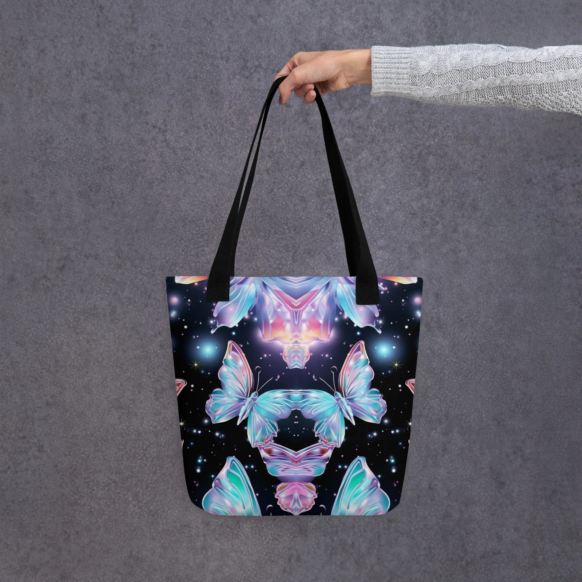 Holographic Geometric Butterfly Tote Bag All Over Print Tote Bag