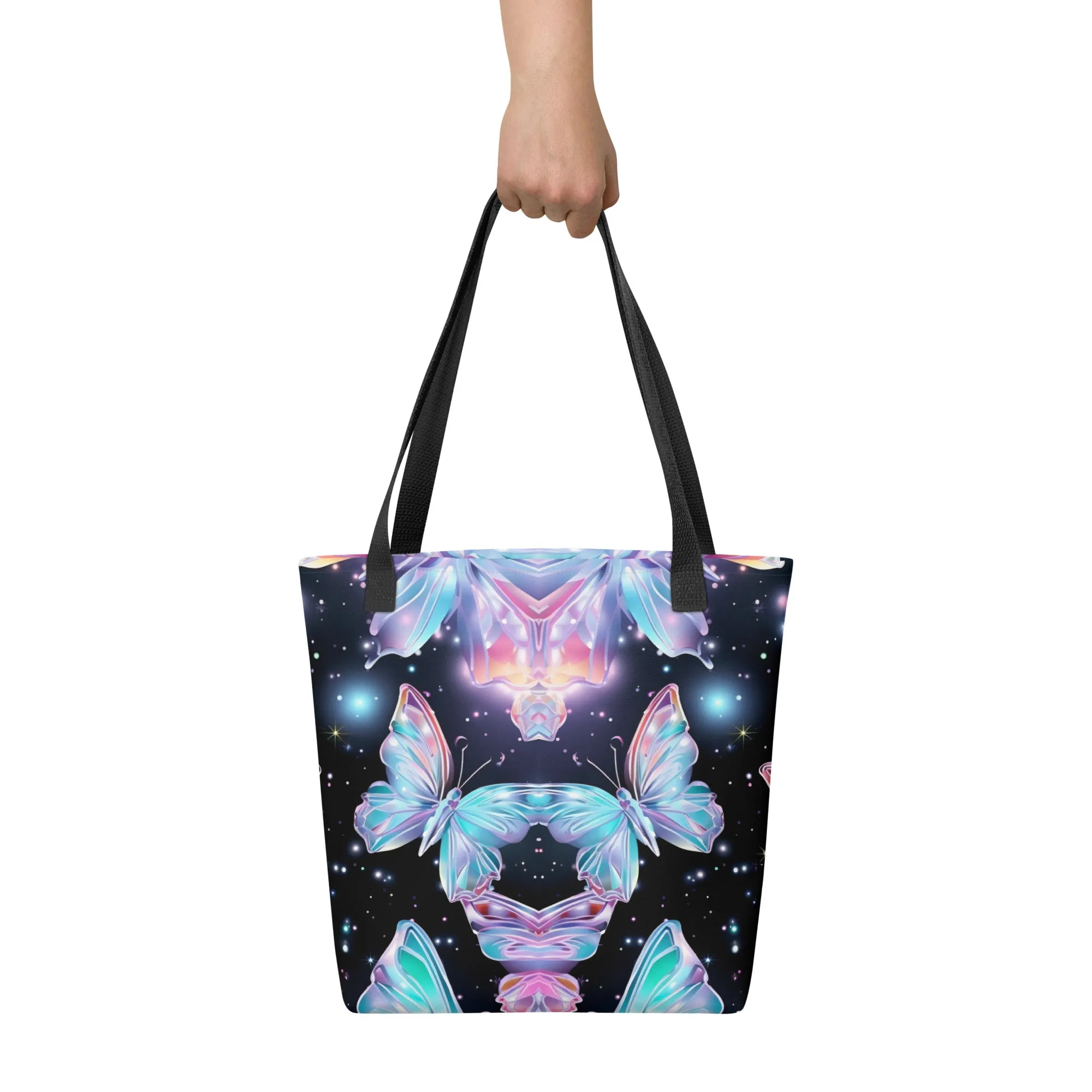 Holographic Geometric Butterfly Tote Bag All Over Print Tote Bag