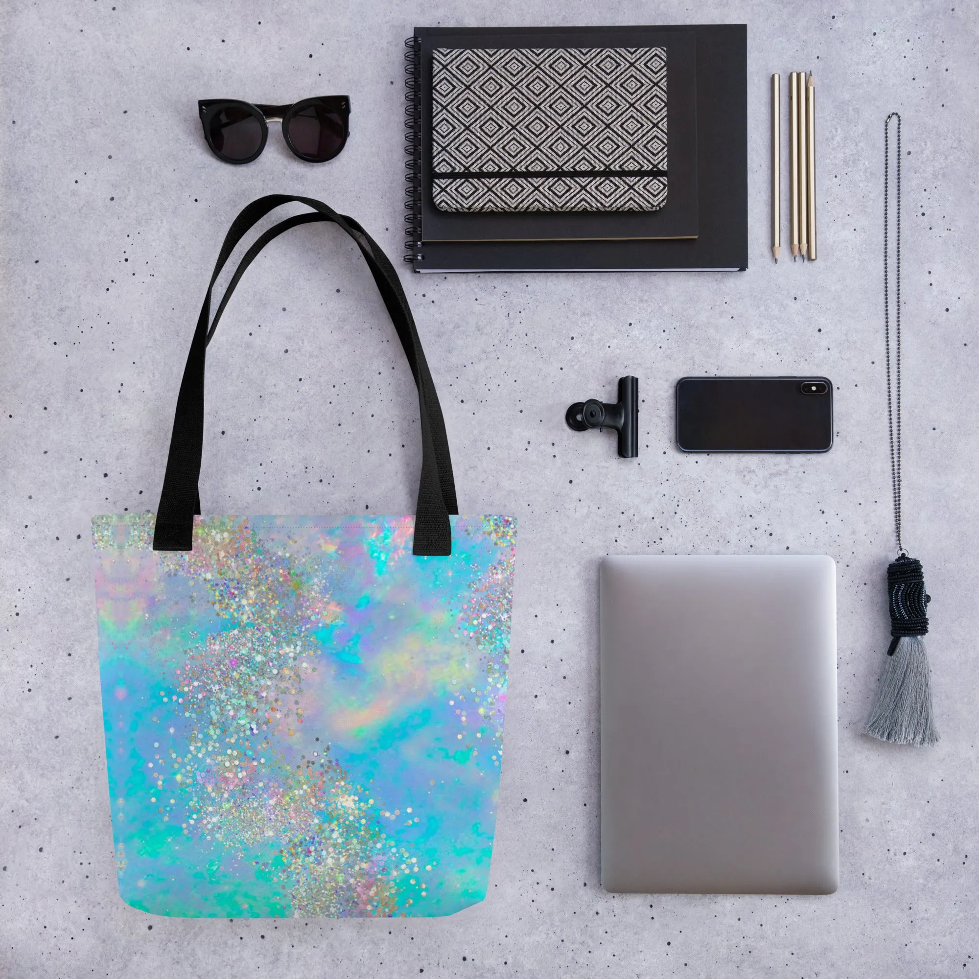 Holographic Glitter Effect All Over Print Tote Bag