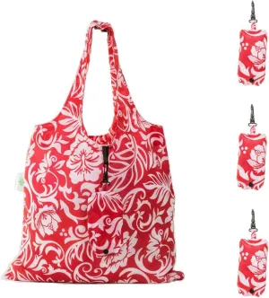 HOLYLUCK Reusable Grocery Bags,Heavy Duty Foldable Shopping Tote Bag (Standard, 3 Peony)