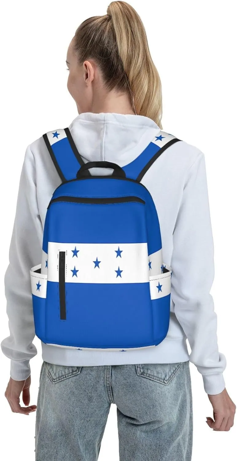 Honduran Flag Casual Backpacks Large Capacity Laptop Backpack Sports Fitness Rucksack Travel Carry-On Daypack Work Bag for Outdoor Camping