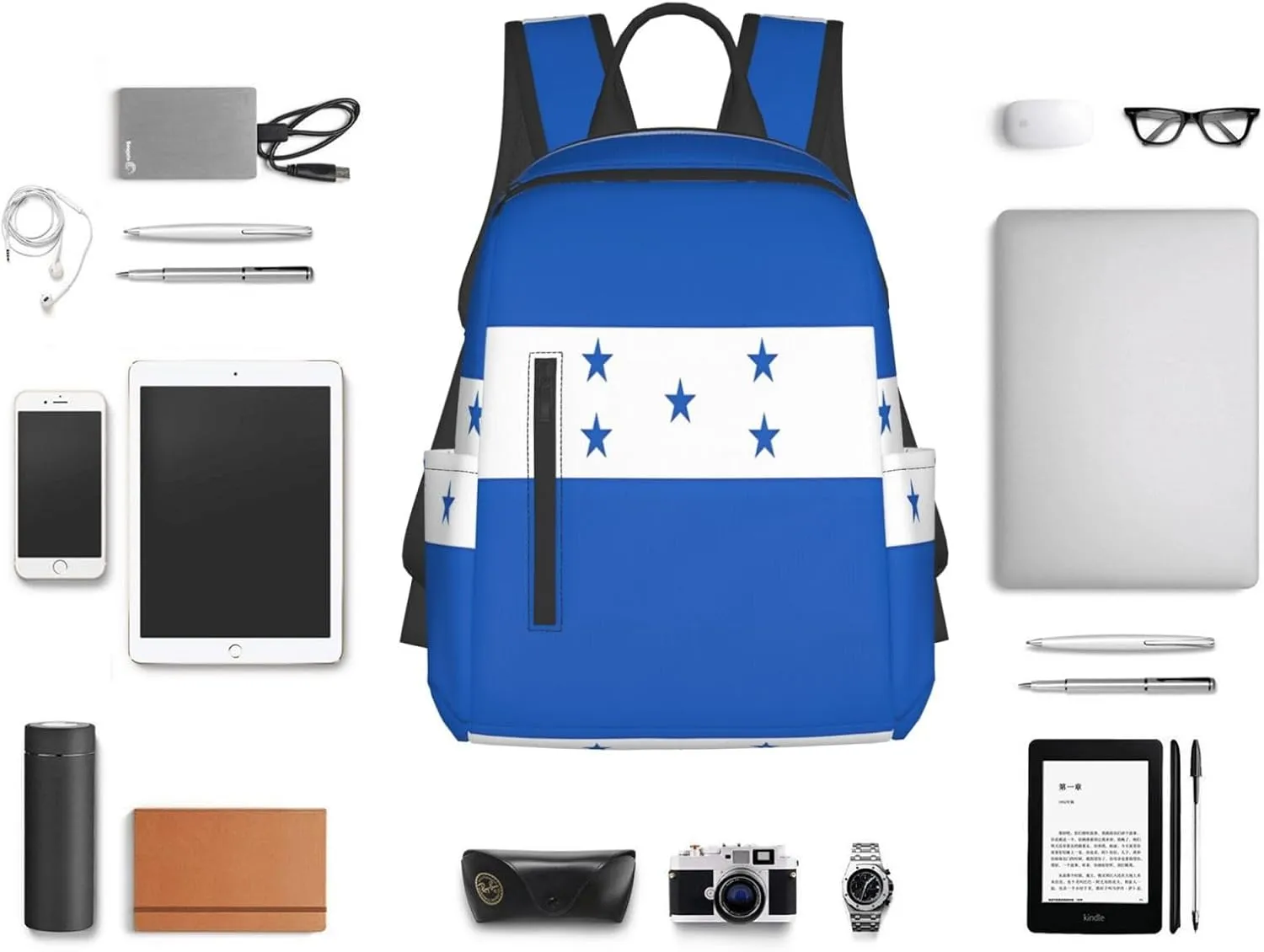 Honduran Flag Casual Backpacks Large Capacity Laptop Backpack Sports Fitness Rucksack Travel Carry-On Daypack Work Bag for Outdoor Camping