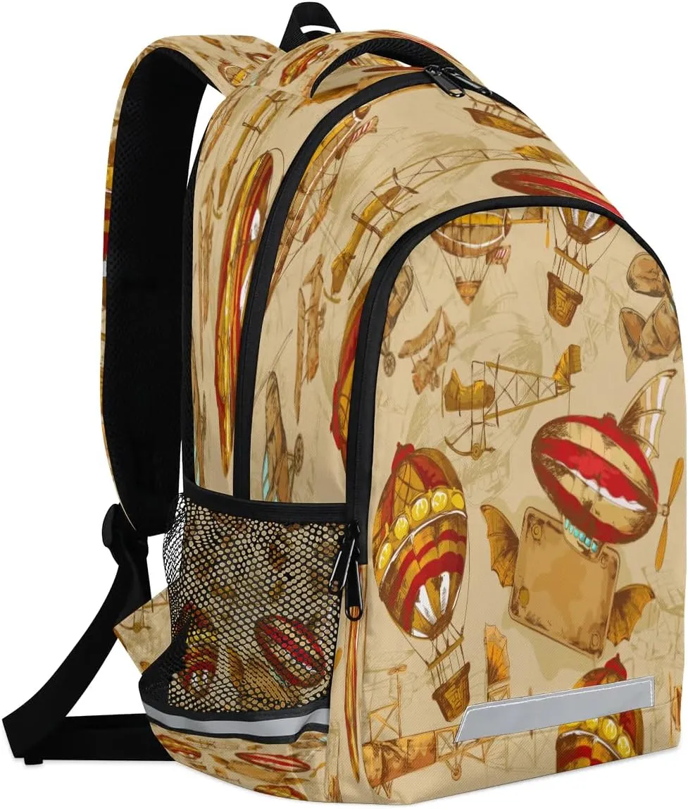 Hot Air Balloon Laptop Backpack Lightweight College Backpack with Reflective Strip for Men Women Adult Casual Travel Hiking Gym Work Daypack