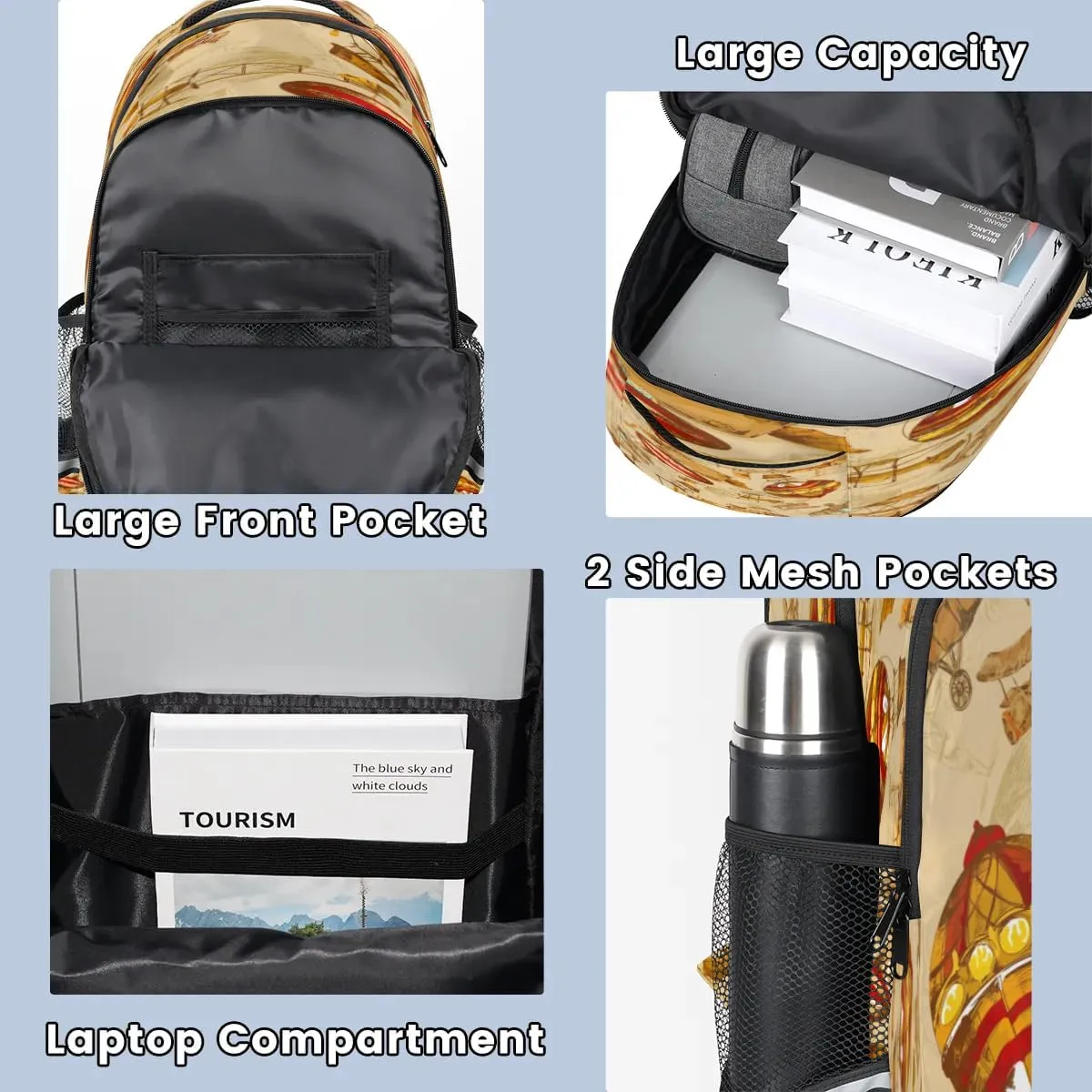 Hot Air Balloon Laptop Backpack Lightweight College Backpack with Reflective Strip for Men Women Adult Casual Travel Hiking Gym Work Daypack