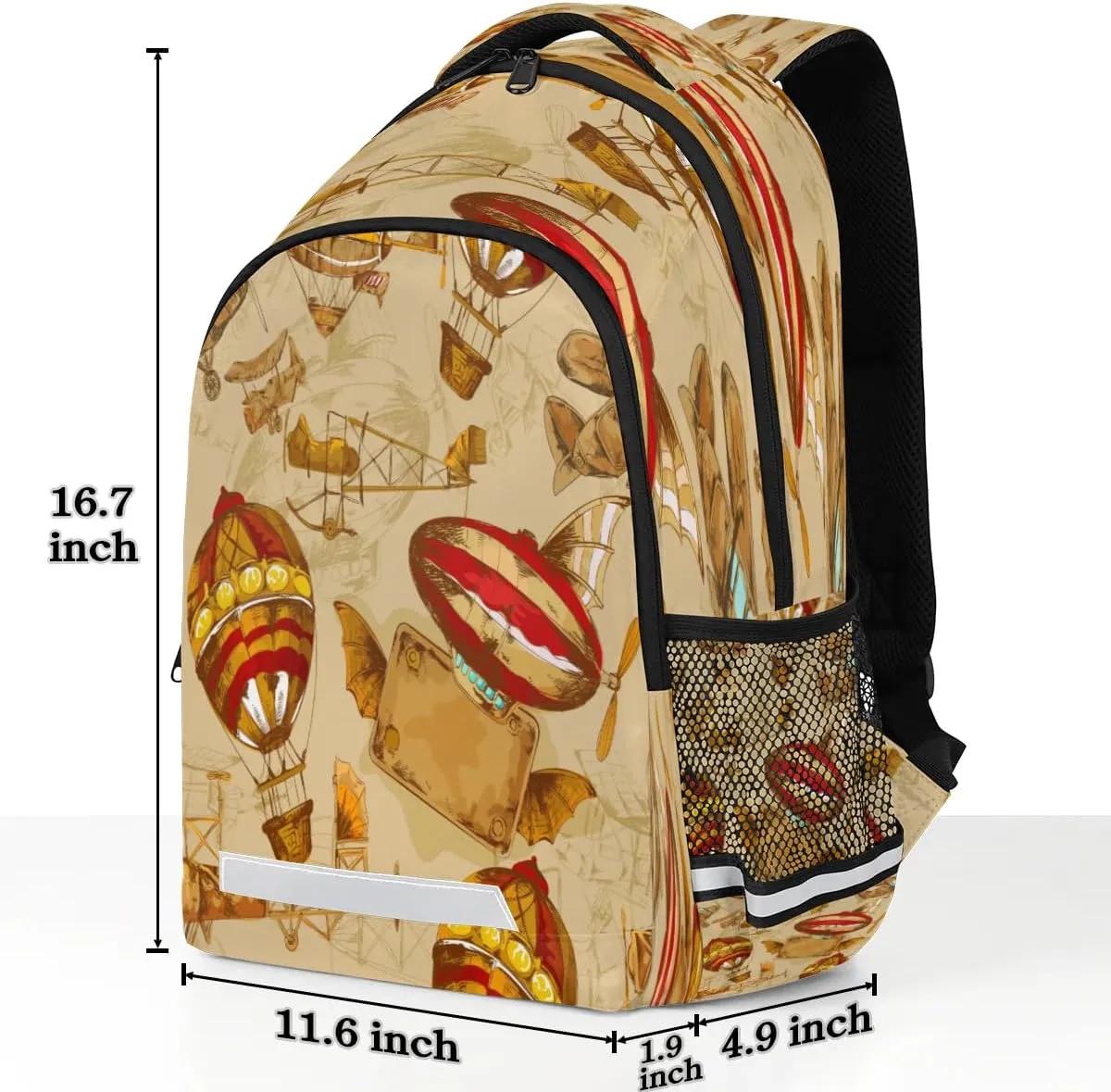 Hot Air Balloon Laptop Backpack Lightweight College Backpack with Reflective Strip for Men Women Adult Casual Travel Hiking Gym Work Daypack