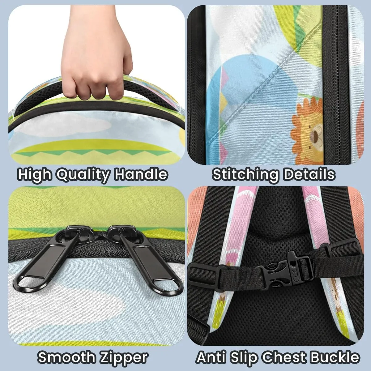 Hot Air Balloon Tiger Dog Laptop Backpack Lightweight College Backpack with Reflective Strip for Men Women Adult Casual Travel Hiking Gym Work Daypack