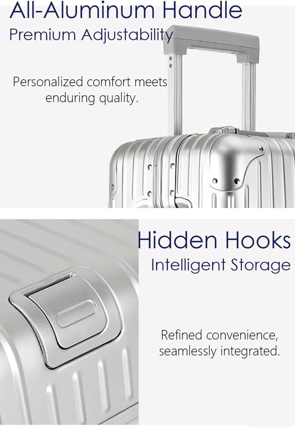 HotWay 20 Inch All Aluminum Carry On Luggage with Wheels, Hard Shell Zipperless Suitcase with TSA Locks, Silver Travel Luggage (22x14x9 Airline Approved)