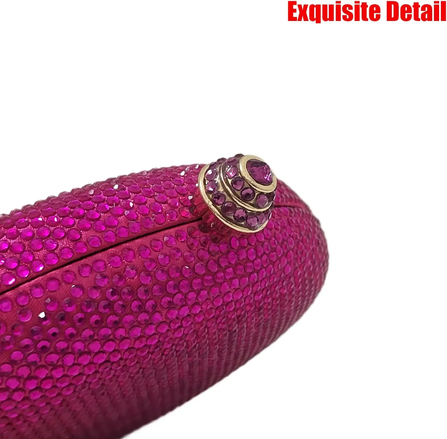 HUANG ZHUANG Egg Shape Crystal Clutch Purse Rhinestone Evening Bag for Women Party Wedding Cute Handbag