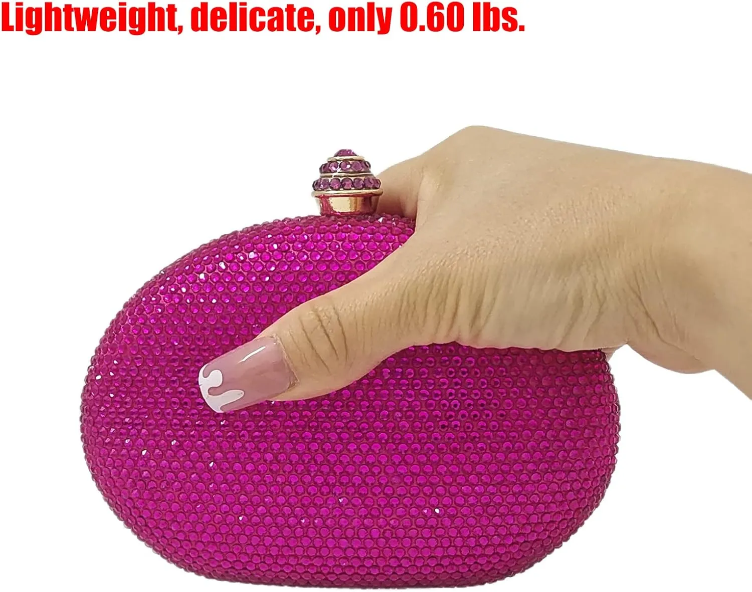 HUANG ZHUANG Egg Shape Crystal Clutch Purse Rhinestone Evening Bag for Women Party Wedding Cute Handbag