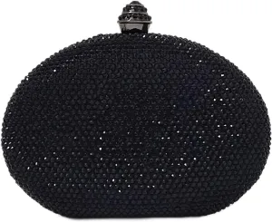 HUANG ZHUANG Egg Shape Crystal Clutch Purse Rhinestone Evening Bag for Women Party Wedding Cute Handbag
