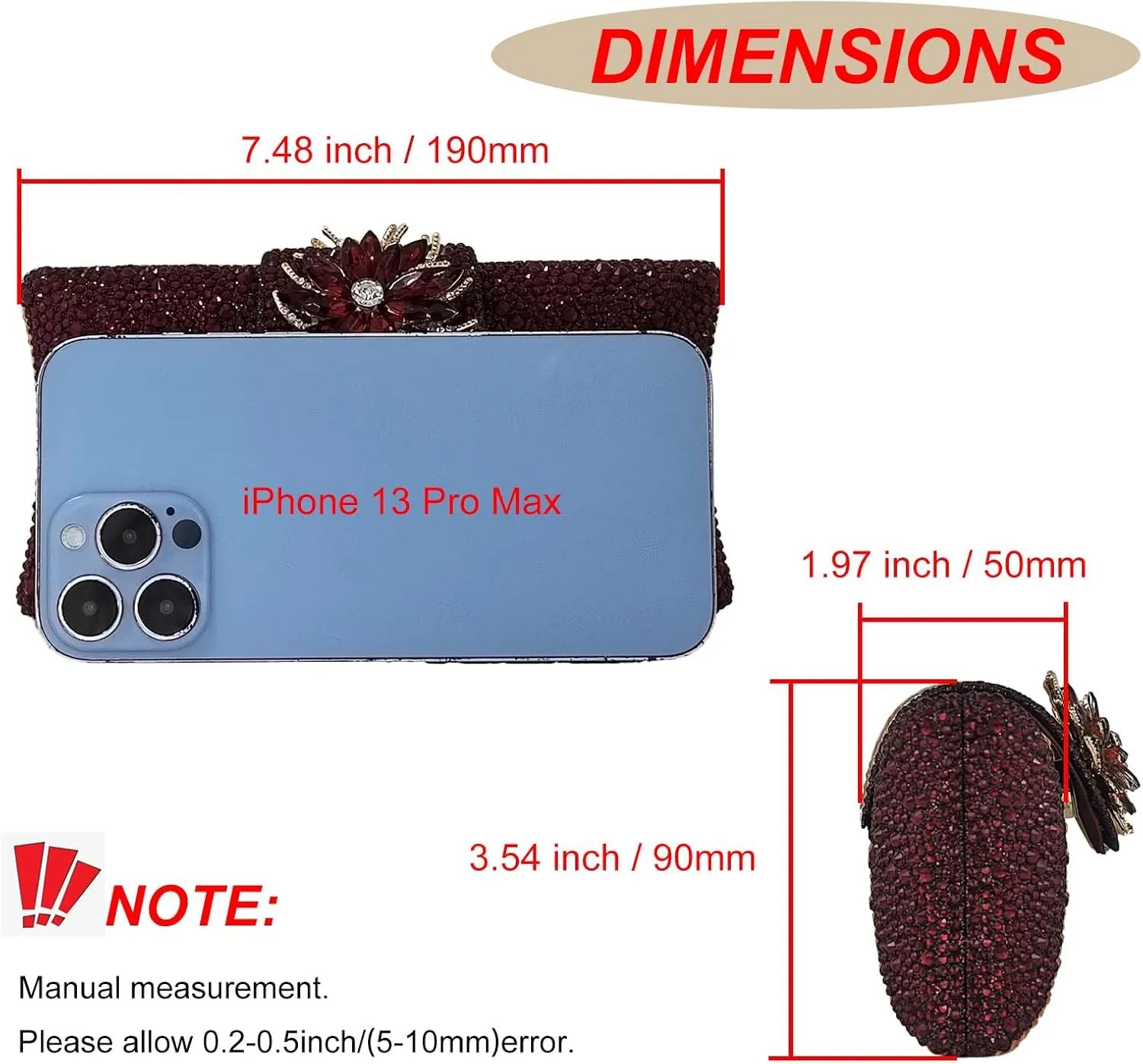 HUANG ZHUANG Elegant Flower Clutch Solid Rhinestone Handbags For Women Evening Bag Party Purse Bridal Prom Bag