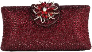 HUANG ZHUANG Elegant Flower Clutch Solid Rhinestone Handbags For Women Evening Bag Party Purse Bridal Prom Bag