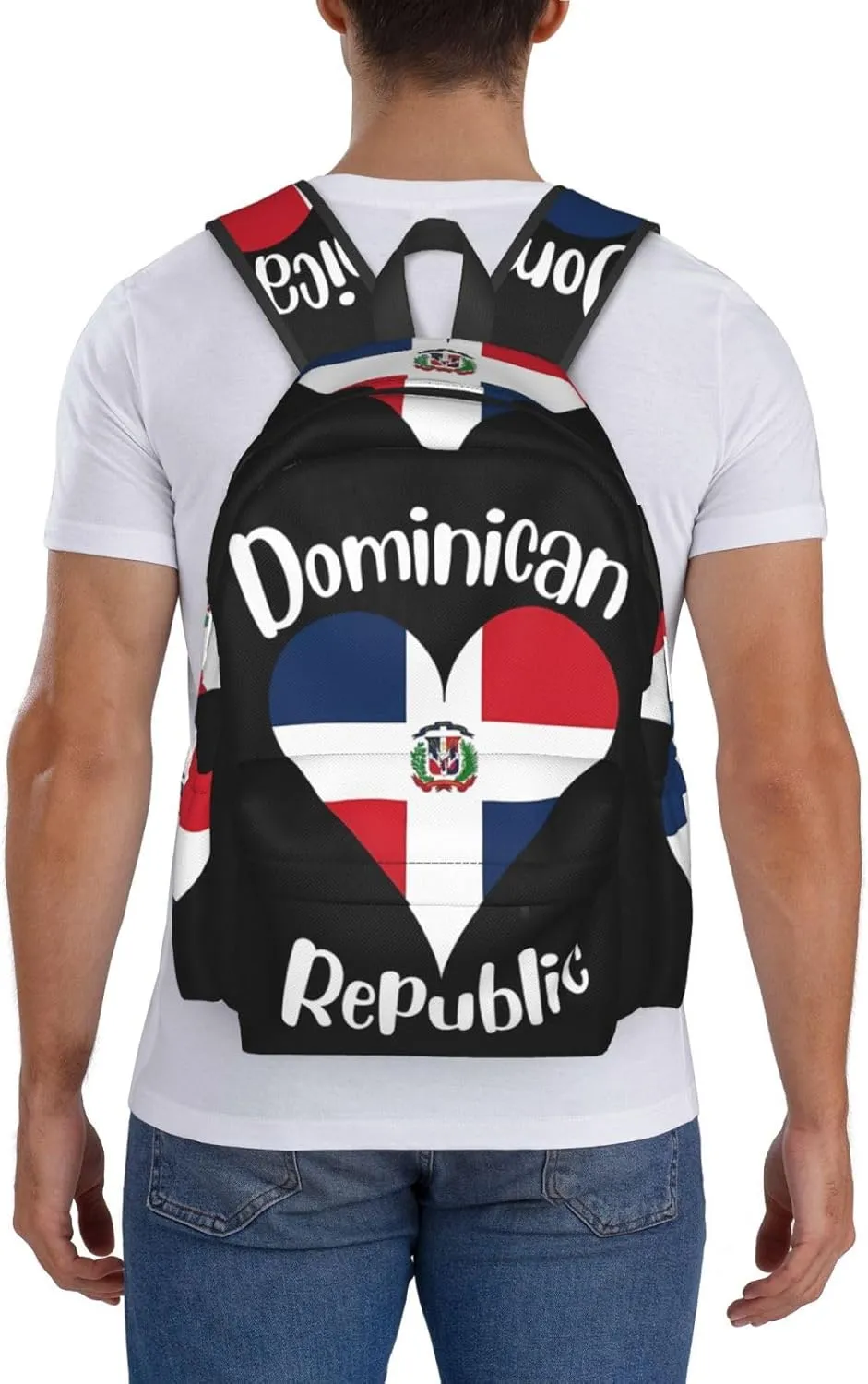 I Love Dominican Republic Large Travel Backpack Casual Backpacks Laptop Daypack Working Rucksack Lightweight Back Pack Sports Bag with Adjustable Shoulder Strap