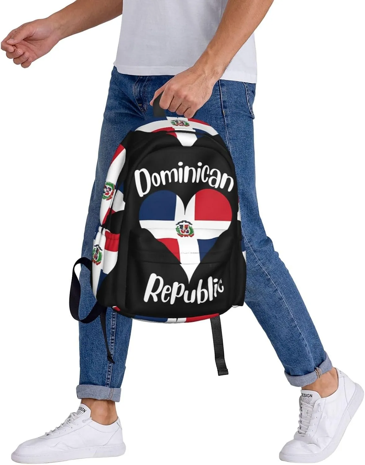 I Love Dominican Republic Large Travel Backpack Casual Backpacks Laptop Daypack Working Rucksack Lightweight Back Pack Sports Bag with Adjustable Shoulder Strap