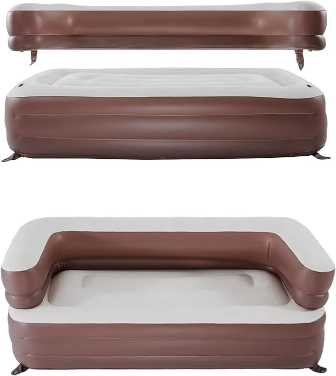 Inflatable Sofa,Double Inflatable Chair for Adults-Flodable Blow Up Couch Lounger-Portable Air Sofa for Indoor Living/Tent Camping/Outdoor Activities(White)