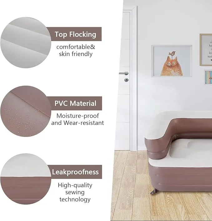 Inflatable Sofa,Double Inflatable Chair for Adults-Flodable Blow Up Couch Lounger-Portable Air Sofa for Indoor Living/Tent Camping/Outdoor Activities(White)