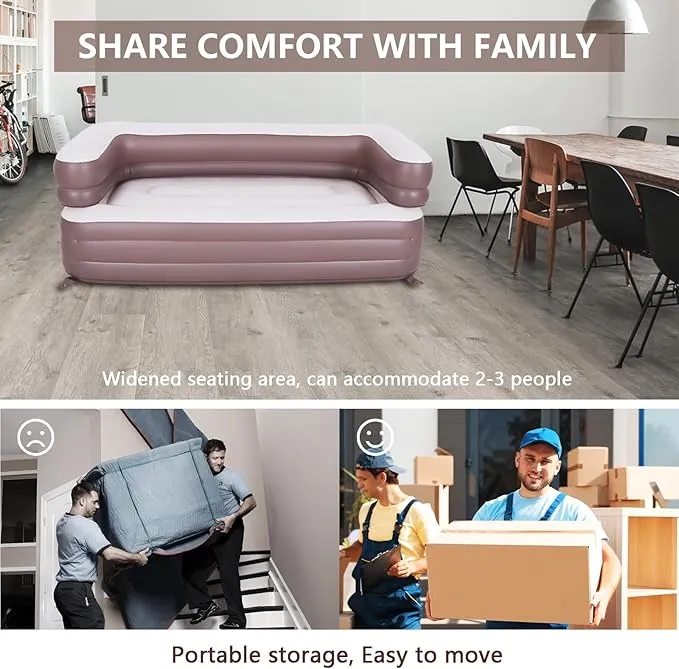 Inflatable Sofa,Double Inflatable Chair for Adults-Flodable Blow Up Couch Lounger-Portable Air Sofa for Indoor Living/Tent Camping/Outdoor Activities(White)