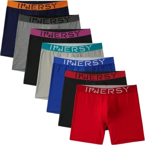 INNERSY Men's Boxer Briefs Cotton Stretchy Underwear 7 Pack for a Week