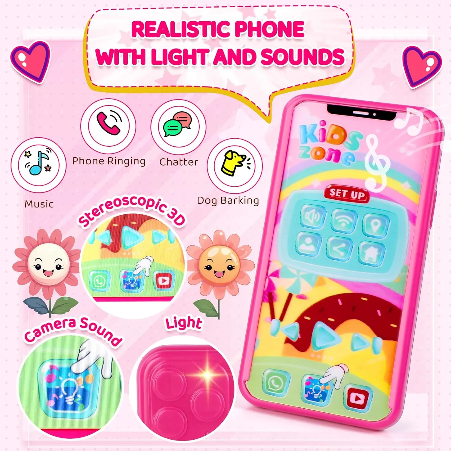 INNOCHEER Little Girls Purse, Kids Toy Purse with Pretend Makeup, Play Purse for Little Girls, Pretend Play Toddler Purse, Birthday Christmas Princess Gifts Toys for Girls 2 3 4 5 6 7 8 Year Old