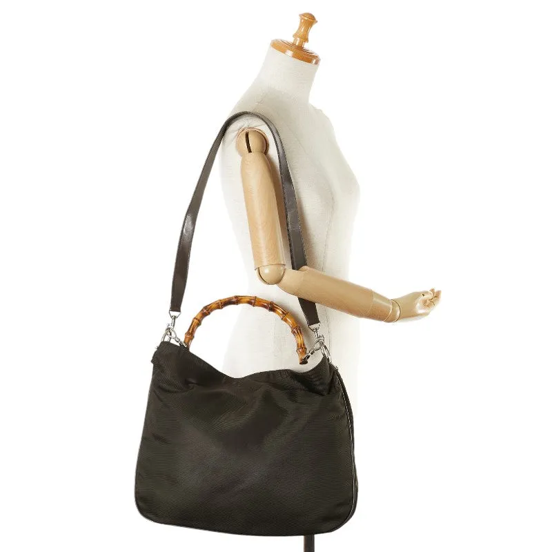 Intuitive Nylon Handbag Bamboo 2WAY Gucci Leather Chic
