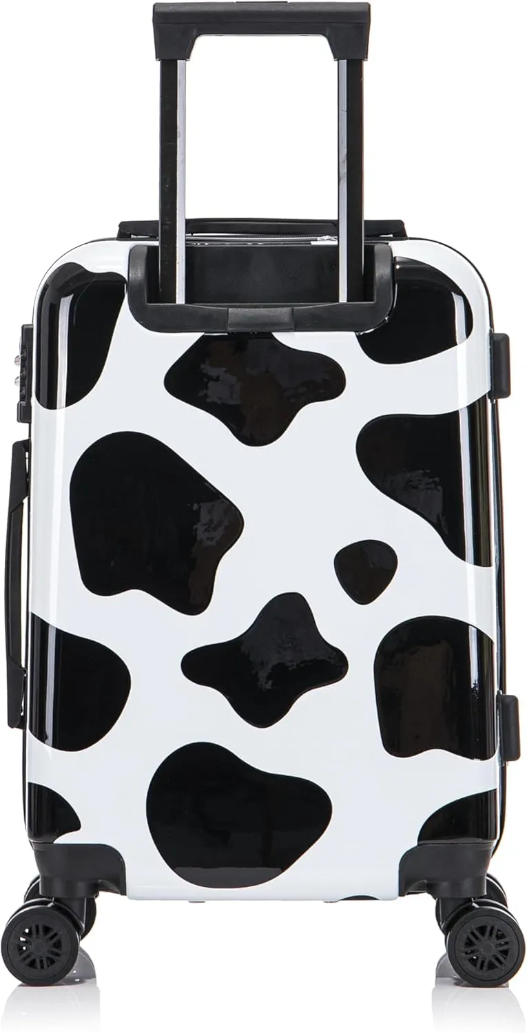 InUSA Cow Print Luggage with Spinner Wheels | Durable Lightweight Hardside Suitcase | Travel Bag with Handle and Trolley | 20-Inch Carry On Small Luggage