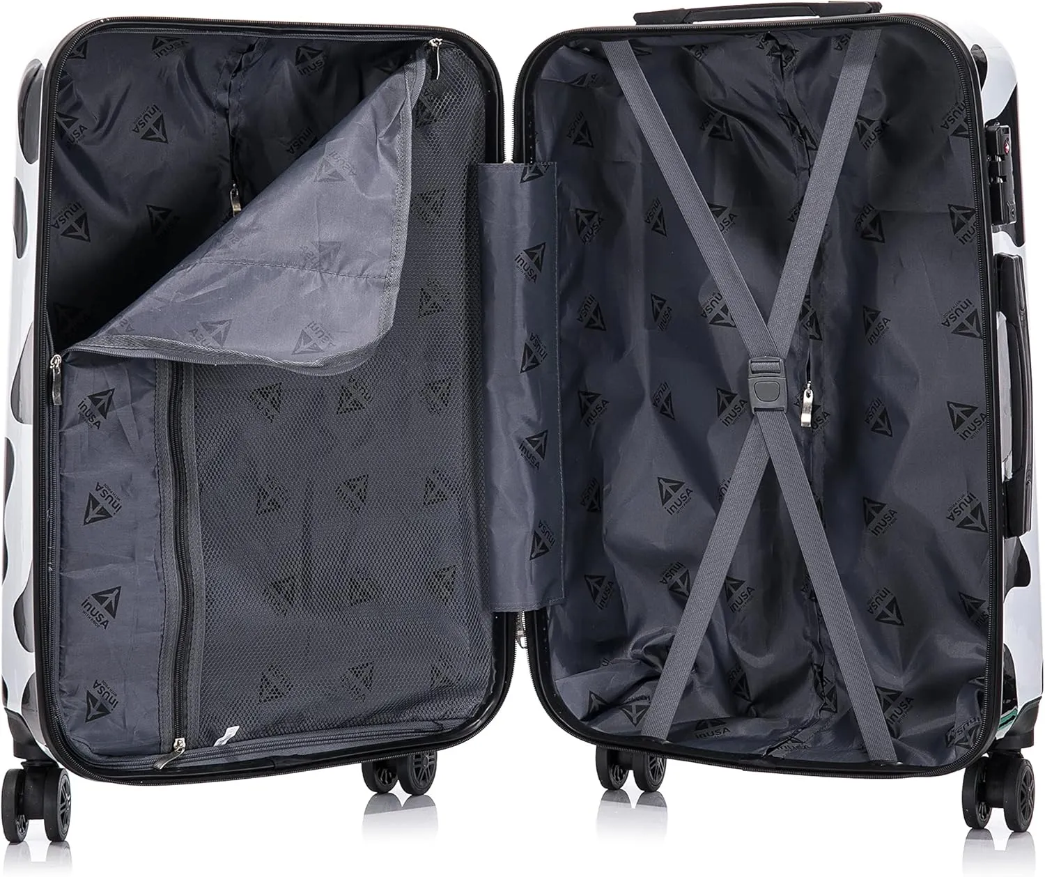 InUSA Cow Print Luggage with Spinner Wheels | Durable Lightweight Hardside Suitcase | Travel Bag with Handle and Trolley | 20-Inch Carry On Small Luggage