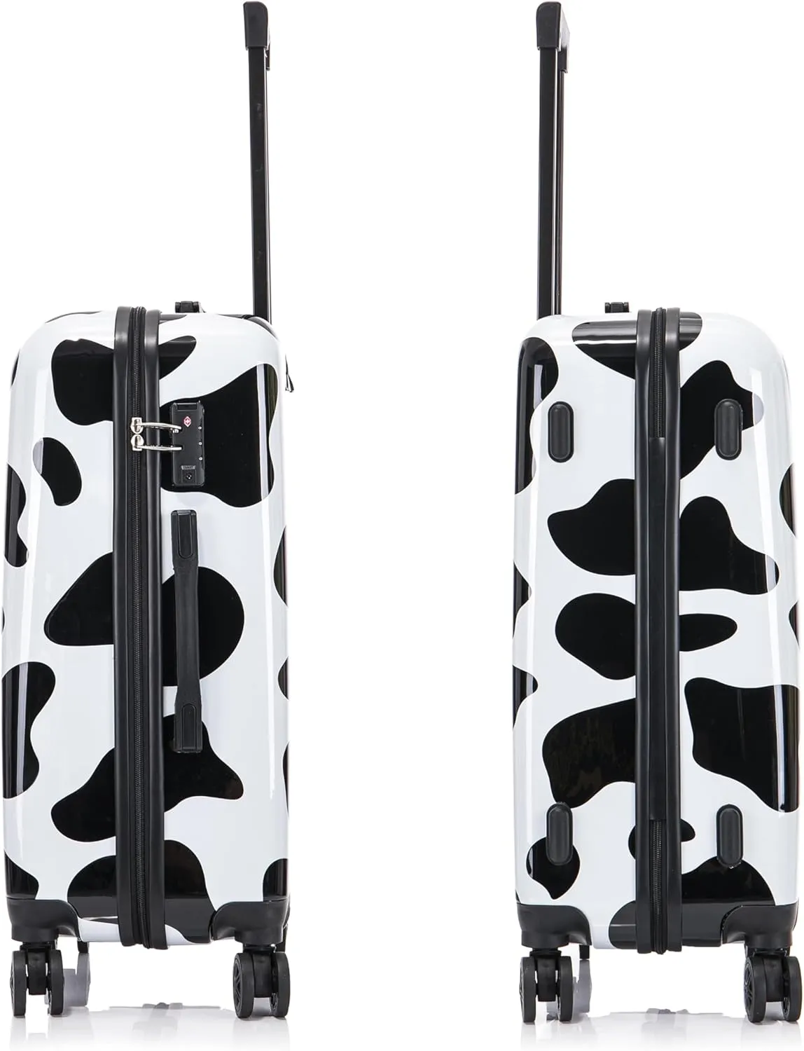 InUSA Cow Print Luggage with Spinner Wheels | Durable Lightweight Hardside Suitcase | Travel Bag with Handle and Trolley | 24-Inch Medium Checked luggage