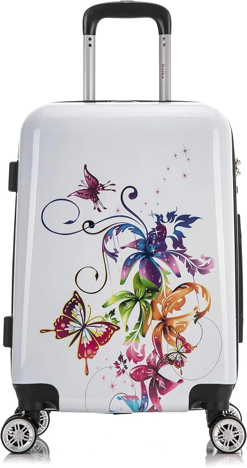 InUSA Fusion Print Luggage with Spinner Wheels | Durable Lightweight Hardside Suitcase | Travel Bag with Handle and Trolley | 20 Inch Carry-On Spinner Luggage