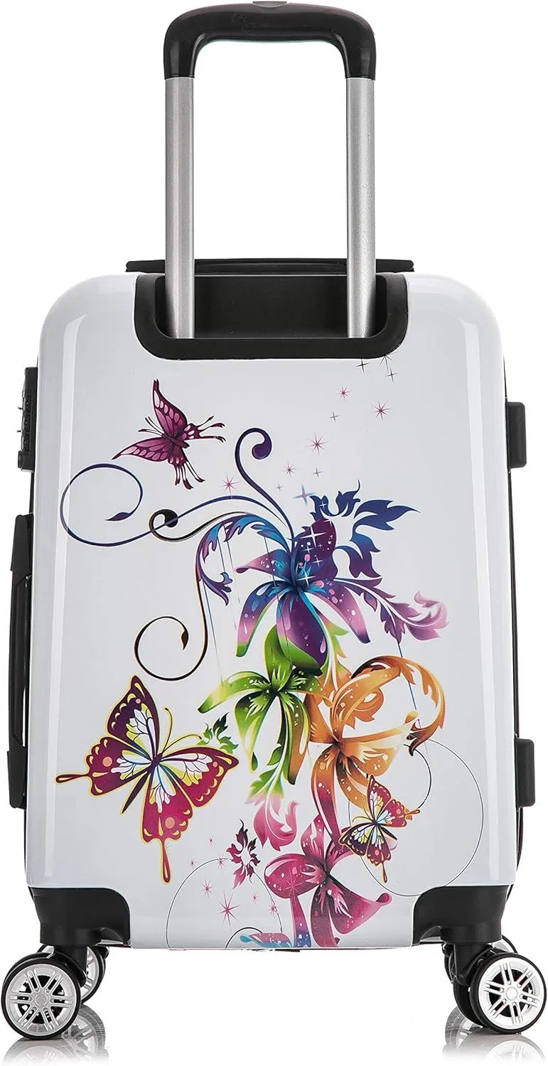 InUSA Fusion Print Luggage with Spinner Wheels | Durable Lightweight Hardside Suitcase | Travel Bag with Handle and Trolley | 20 Inch Carry-On Spinner Luggage