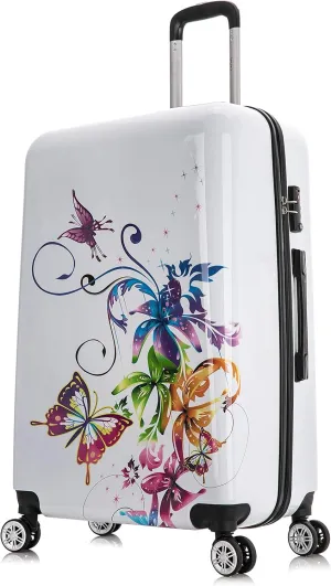 InUSA Fusion Print Luggage with Spinner Wheels | Durable Lightweight Hardside Suitcase | Travel Bag with Handle and Trolley | 28-Inch Large Checked luggage