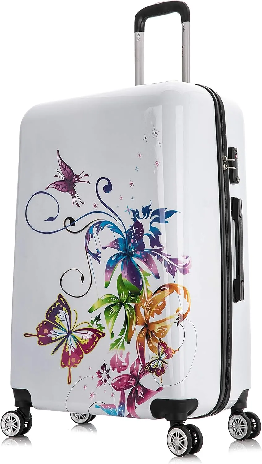 InUSA Fusion Print Luggage with Spinner Wheels | Durable Lightweight Hardside Suitcase | Travel Bag with Handle and Trolley | 28-Inch Large Checked luggage