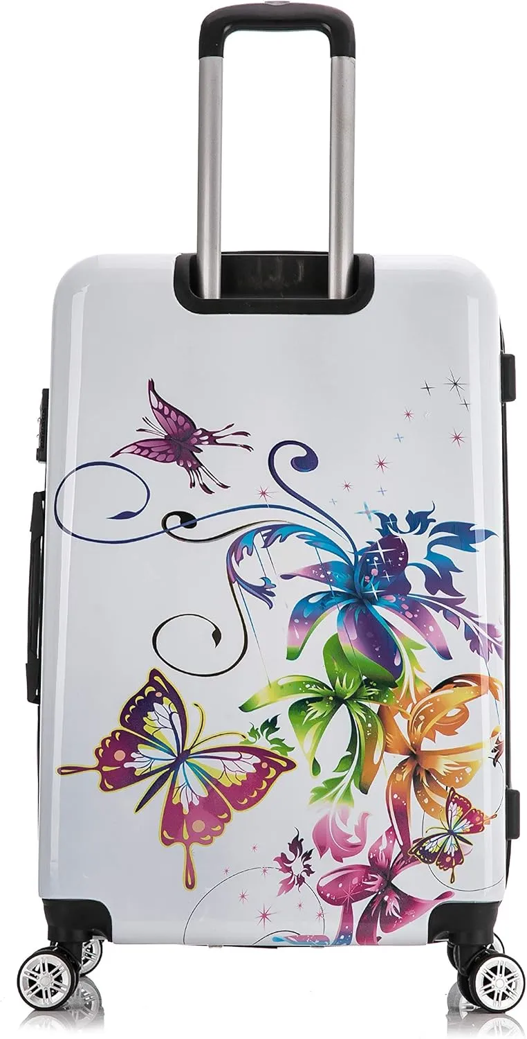 InUSA Fusion Print Luggage with Spinner Wheels | Durable Lightweight Hardside Suitcase | Travel Bag with Handle and Trolley | 28-Inch Large Checked luggage
