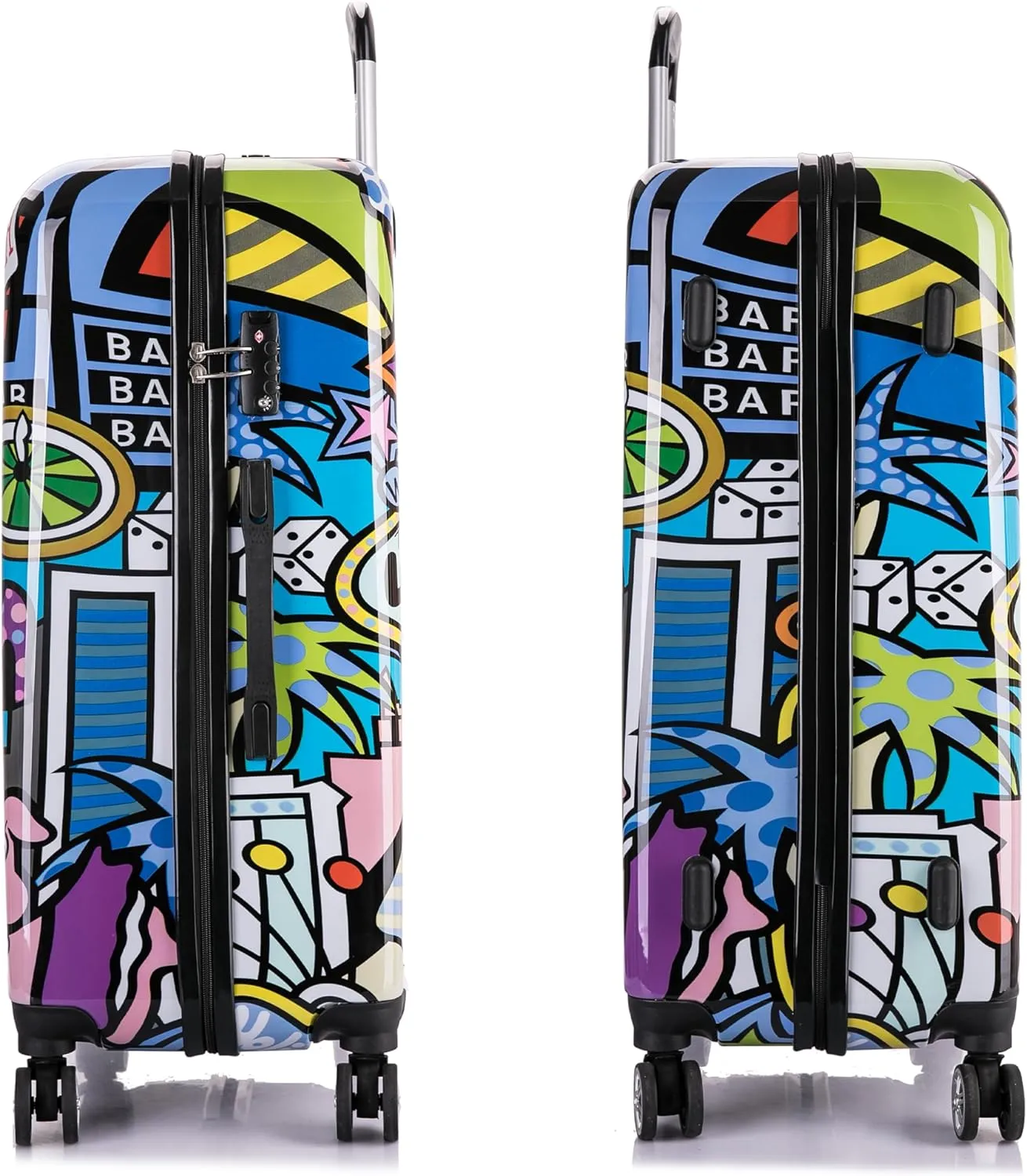 InUSA Las Vegas Print Luggage with Spinner Wheels | Durable Lightweight Hardside Suitcase | Travel Bag with Handle and Trolley | 28-Inch Large Checked luggage