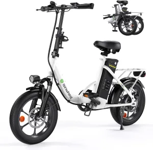 isinwheel U4 16" Folding Electric Bike for Adults, 750W Peak Motor with Max 55Miles PAS Range & 19MPH EBike, 374.4Wh Battery Electric Bicycles Step-Thru Commuter E Bikes for Adults and Teens