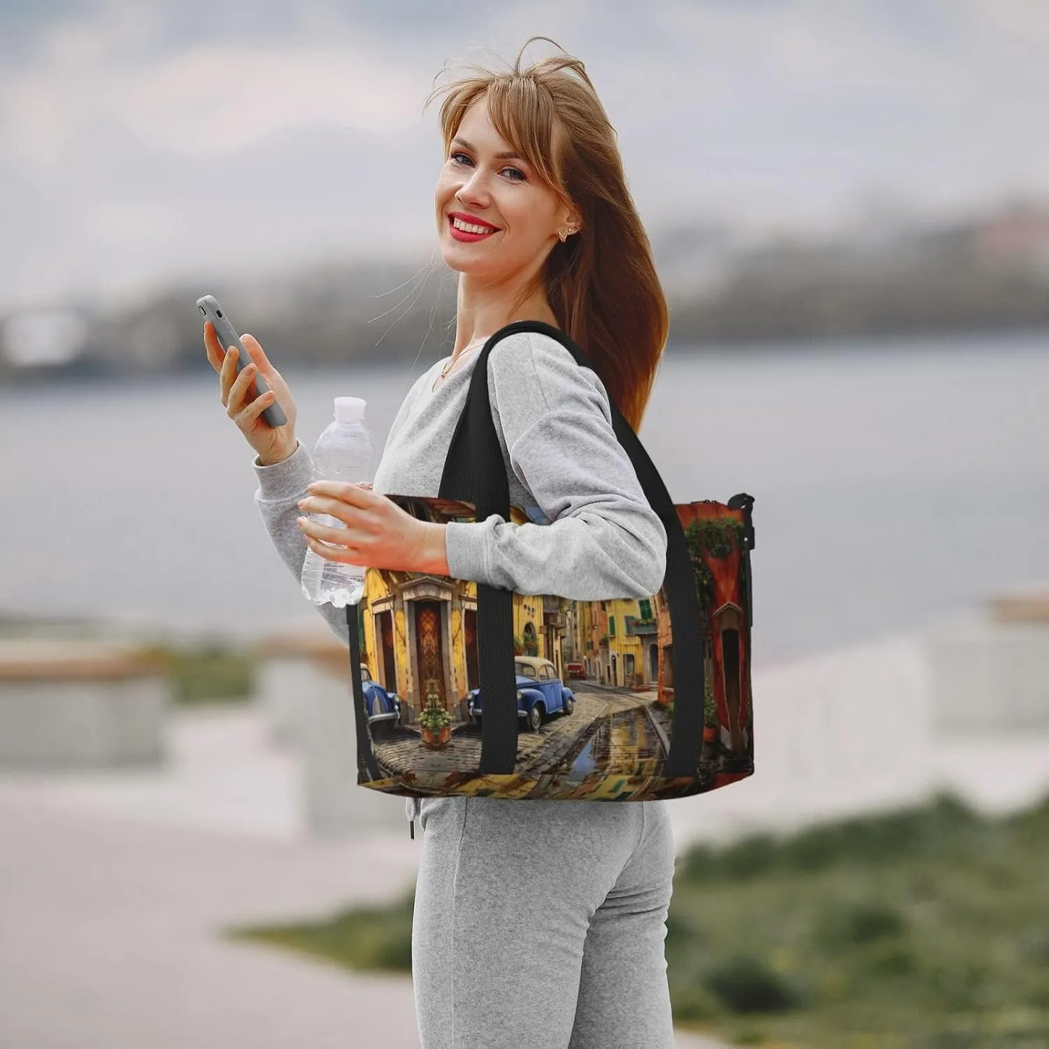 Italian Street Women Travel Duffel Bag, Large Weekender Carry-On Tote, Gym Workout Bag,Mommy Hospital Bag