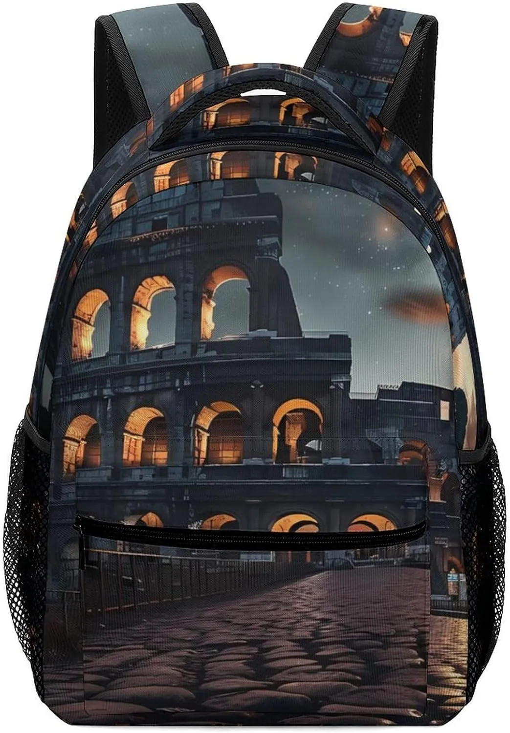 Italy Ancient Roman Landmarks Night Laptop Backpack Lightweight Travel Backpacks Casual Daypack with Adjustable Strap for Men Women