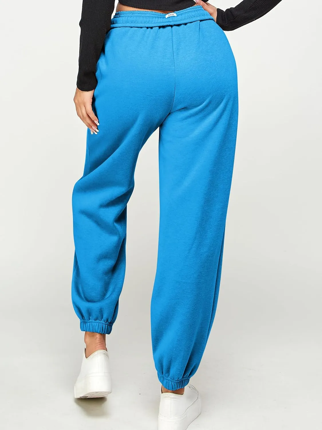 IUUI Women's High Waisted Fleece Sweatpants - Casual Baggy Joggers with Pockets, Foldable Warm Lounge Pants