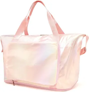 IwIeIaIrI Travel Sports Duffel Bags Gym Bag for Women Weekender Bags Carry On Duffel Bag with Shoe Compartment Weekender Overnight Bag with Wet Pocket Foldable Travel Tote Bag Pink